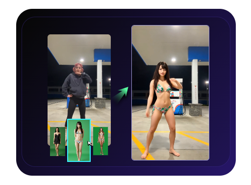 Generador de videos de body swap con IA sin filtros